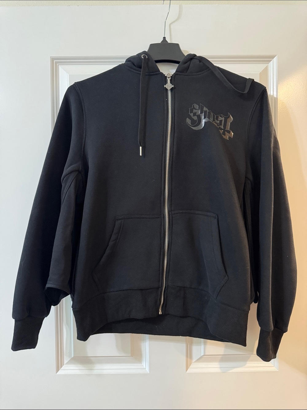 Ghost Black Zip-Up Bat Wing Hoodie - Men's Full-Zip Sweater